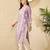 Women lavender viscose rayon solid embroidered straight kurta