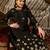 Women black poly chanderi solid embroidered straight kurta bottom and dupatta