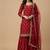 Maroon chinon silk embroidered sharara set.