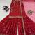 Maroon chinon silk embroidered sharara set.