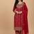 Ruby radiance chinon silk embroidered suit set
