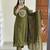 Green embroidery handwork & printed kurta  pant & dupatta set