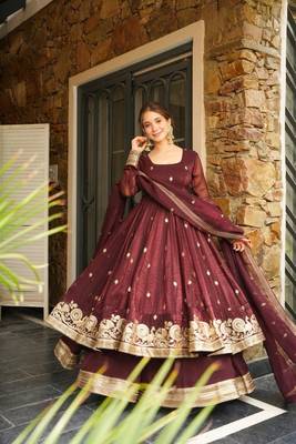 MAROON Simmar Silk EMBROIDERY PARTY WEAR SUIT SET  1