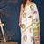 Pink green buta cotton hand block printed saree