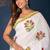 Pink green buta cotton hand block printed saree