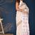 Orange kitten hand block printed cotton saree