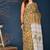 Orange hand block printed cotton saree