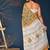 Orange hand block printed cotton saree