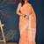 Orange hand block printed cotton saree
