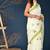 Lemon yellow block printed cotton saree