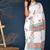 Orange aqua blue buta hand block printed cotton saree