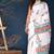 Orange aqua blue buta hand block printed cotton saree