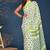 Lemon yellow block printed cotton saree