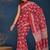 Cherry red hand  block printed cotton saree