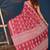 Cherry red hand  block printed cotton saree