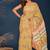 Yellow hand block printed cotton saree