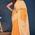 Orange hand block printed cotton saree