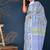 Blue hand block printed cotton saree
