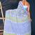 Blue hand block printed cotton saree