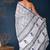Blue hand block printed cotton saree