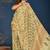 orange green hand block printed cotton saree