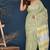Lemon yellow mughal jal hand block printed cotton saree