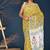 Yellow red hand block printed cotton saree