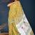 Yellow red hand block printed cotton saree