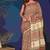 Marron black hand block printed cotton saree