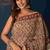 Marron black hand block printed cotton saree