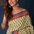 Marron black hand block printed cotton saree