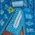 Blue cotton printed dress material with dupatta