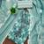 Sea green cotton printed dress material with dupatta