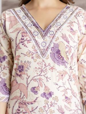 women's pure cotton embroidery work printed kurta pant with dupatta set 4