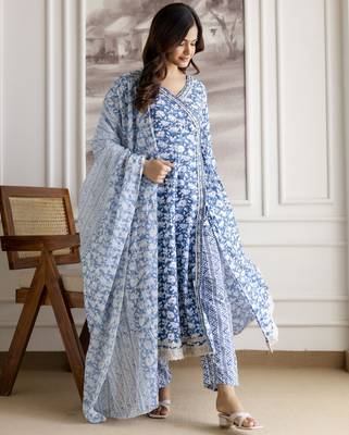women's pure cotton embroidery work printed angrakha 3