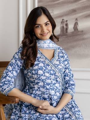 women's pure cotton embroidery work printed angrakha 4