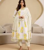Trendmalls women's pure cotton floral printed kurta pant with dupatta set