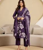 Trendmalls women's pure cotton embroidery work printed kurta pant with dupatta set