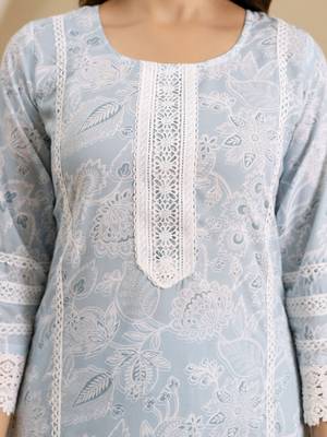women's pure cotton floral printed kurta pant with dupatta set 3