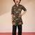 boys black cotton floral print kurta pyjama set - navratri special