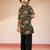 boys black cotton floral print kurta pyjama set - navratri special