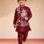  maroon silk blend embroidered nehru jacket set - diwali collection