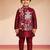  maroon silk blend embroidered nehru jacket set - diwali collection