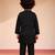 boys black silk blend embroidered nehru jacket set - diwali collection