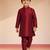 maroon silk blend embroidered nehru jacket set - diwali collection