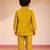 boys mustard silk blend embroidered nehru jacket set with stone work