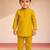 boys mustard silk blend embroidered nehru jacket set with stone work