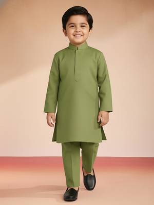  Pista Green silk blend embroidered nehru jacket set with stone work 5