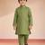  Pista Green silk blend embroidered nehru jacket set with stone work