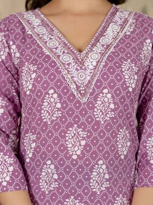 women's pure cotton embroidery work printed kurta pant with dupatta set 4